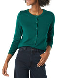 Dark Green Women's Sweater Crewneck Cardigan - AmEss | Women's Coat & Jacket