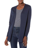 Navy Women's Sweater Full Sleeve Open-Front Cardigan - AmEss | Women's Coat & Jacket
