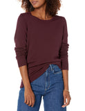 Burgundy Women's Sweater Long-Sleeve Light Weight Crewneck - AmEss | Women's Coat & Jacket