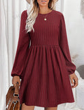 Floral Red Women's Casual Knit Sweater for Fall Dresses - Zeagoo