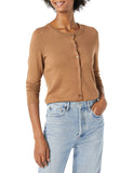 Camel Heather Women's Sweater Crewneck Cardigan - AmEss | Women's Coat & Jacket