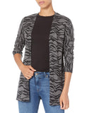 Charcoal Tiger Prin Women's Sweater Full Sleeve Open-Front Cardigan - AmEss | Women's Coat & Jacket