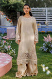 SS26DA-2901 BEIGE 2PCS  EMBROIDERED KURTA WITH TROUSER Dhanak Brand Original Fabrics