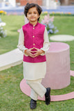 SS26DK-0226 - MAGENTA  -  KURTA ,PAJAMA WAIST COAT - 3PCS Dhanak Brand Original Fabrics