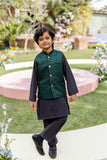 SS26DK-0227 - BOTTLE GREEN  -  KURTA ,PAJAMA WAIST COAT - 3PCS Dhanak Brand Original Fabrics