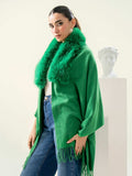 Limelight I8883CS-FRE-GRN_DyedWoolenCapeShawl Online Shopping