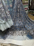 SC37 Dusty Blue Beads and sequence work Cutdana Fabrics