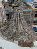 SC38 Dark Taupe Brown Beads and sequence work Cutdana Fabrics
