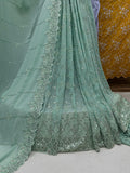 SC27 Mint Green Beads and sequence work Cutdana Fabrics