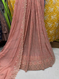 SC28 Coral Pink Beads and sequence work Cutdana Fabrics
