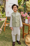 SS26DK-0223 - MINT GREEN  -  KURTA ,PAJAMA  WAIST COAT - 3PCS Dhanak Brand Original Fabrics