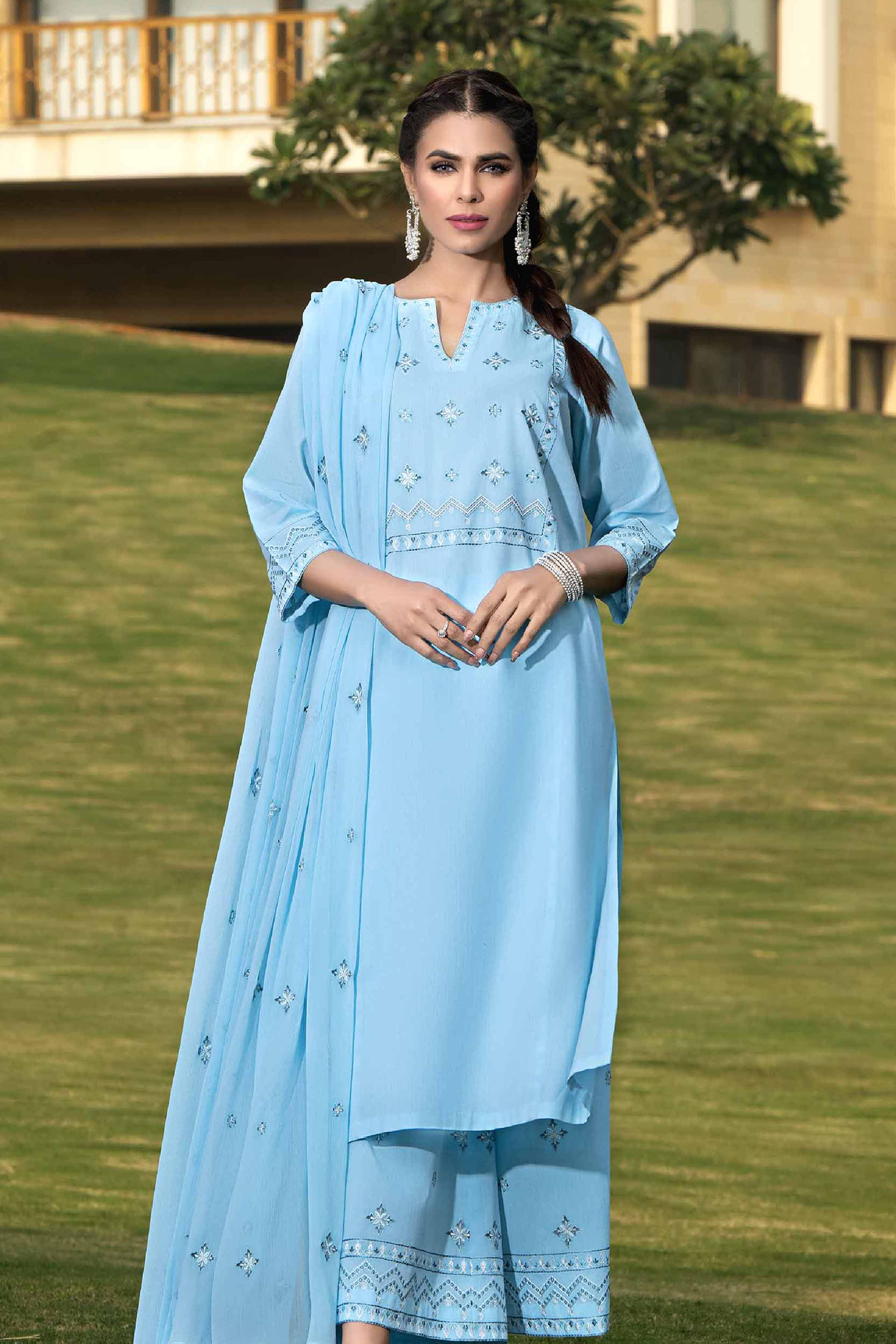 nishat linen blue dress Unstitched Summer Collection