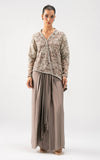Asifa N Nabeel Taupe Bloom Drape Set Online Shopping