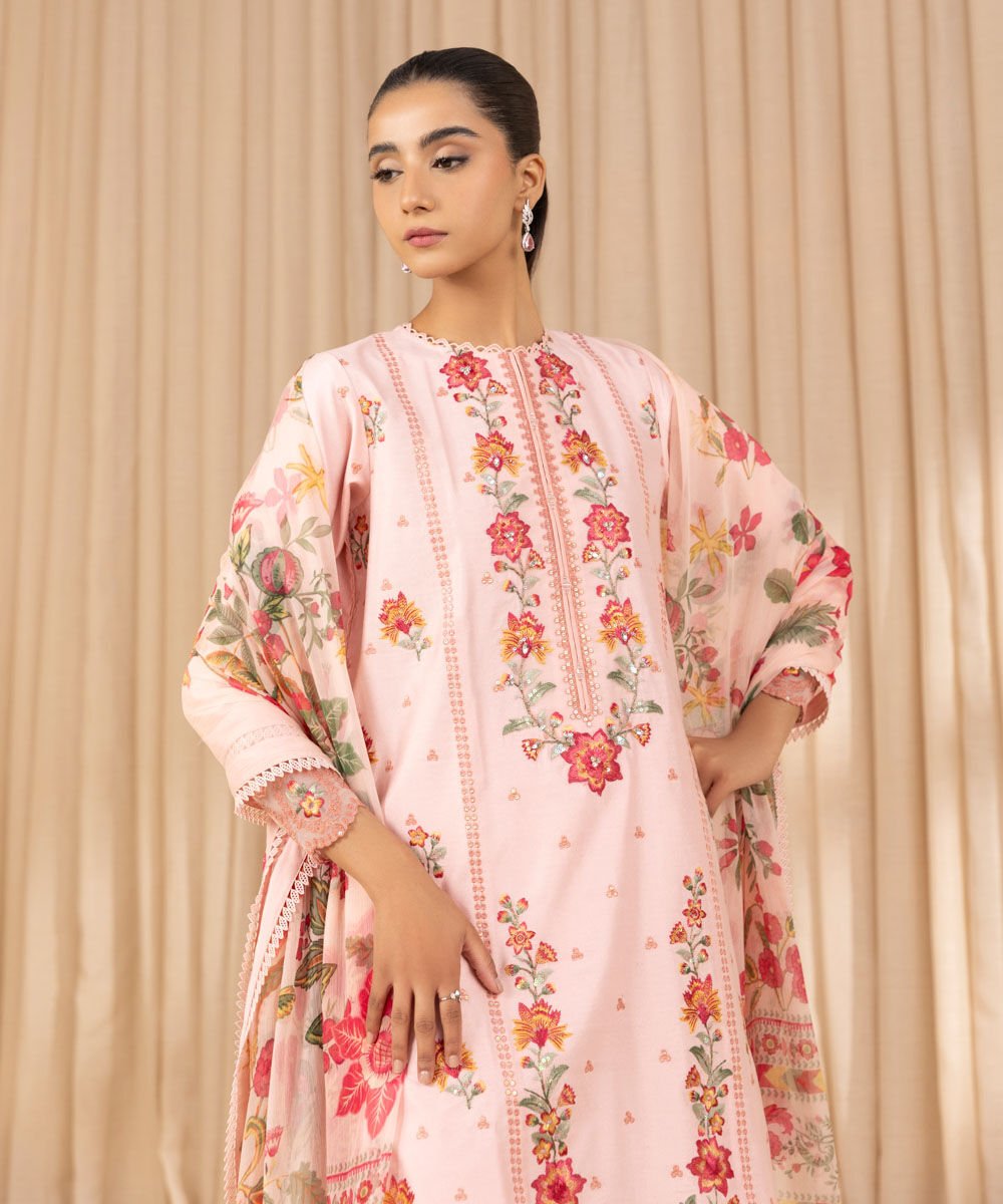 cotton net dress 3 Piece