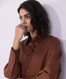 Sapphire Brown Button Through Shirt WTOPS25V2032 Online Shopping
