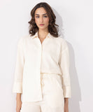 Sapphire Linen Blend Shirt With Gazette Detail WTOPS25V3027 Online Shopping
