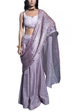 Ankur J Rose pink draped sari set Online Shopping