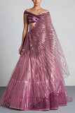 Amit Aggarwal Metallic pink lehenga set Online Shopping