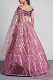 Amit Aggarwal Metallic pink lehenga set Online Shopping