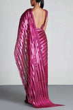 Amit Aggarwal Pink metallic winged sari Online Shopping