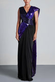 Amit Aggarwal Purple and black concept sari Online Shopping