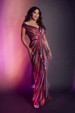 Amit Aggarwal Pink metallic draped sari gown Online Shopping