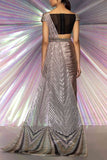 Amit Aggarwal Grey metallic draped sari set Online Shopping