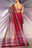 Amit Aggarwal Pink and rust structured drape sari set Online Shopping