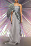 Amit Aggarwal Silver metallic draped sari set Online Shopping