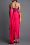 Amit Aggarwal Pink draped concept sari set Online Shopping