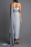 Amit Aggarwal Grey draped concept sari set Online Shopping