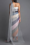 Amit Aggarwal Multicolour draped concept sari Online Shopping