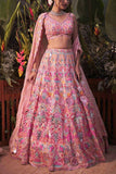 Aneesh Agarwaal Peach embellished lehenga set Online Shopping