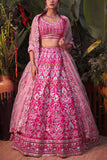 Aneesh Agarwaal Fuschsia pink lehenga set Online Shopping