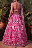 Aneesh Agarwaal Fuschsia pink lehenga set Online Shopping