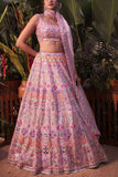 Aneesh Agarwaal Light purple embroidered lehenga set Online Shopping