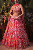 Aneesh Agarwaal Burnt orange embroidered lehenga set Online Shopping