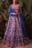 Aneesh Agarwaal Royal blue embellished lehenga set Online Shopping