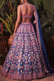 Aneesh Agarwaal Royal blue embellished lehenga set Online Shopping