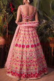 Aneesh Agarwaal Pink floral embellished lehenga set Online Shopping