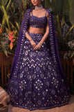 Aneesh Agarwaal Purple embellished lehenga set Online Shopping