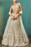 Aneesh Agarwaal Ivory embroidered lehenga set Online Shopping