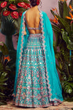 Aneesh Agarwaal Teal embellished lehenga set Online Shopping