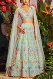 Aneesh Agarwaal Aqua blue embellished lehenga set Online Shopping