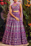 Aneesh Agarwaal Purple embroidered lehenga set Online Shopping