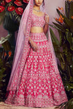 Aneesh Agarwaal Fuschia pink embroidered lehenga set Online Shopping