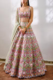 Aneesh Agarwaal Green organza lehenga set Online Shopping