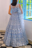 Aneesh Agarwaal Blue mirror work lehenga set Online Shopping