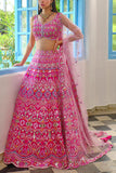 Aneesh Agarwaal Hot pink embellished lehenga set Online Shopping