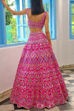 Aneesh Agarwaal Hot pink embellished lehenga set Online Shopping